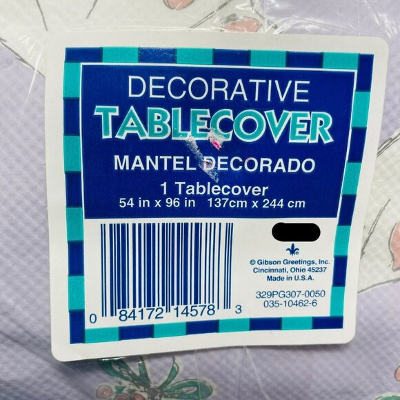 Gibson Vinyl Tablecloth Tablecover Rectangle 54x96” Long Flower Purple Reusable - Picture 3 of 7